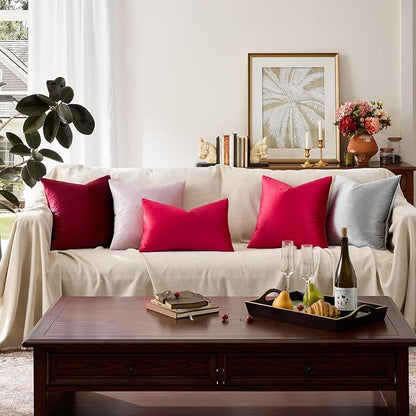 GIGIZAZA Red Velvet Pillow Covers 18x18 Decorative Pillows Pack of 2 | Throw - Image 7