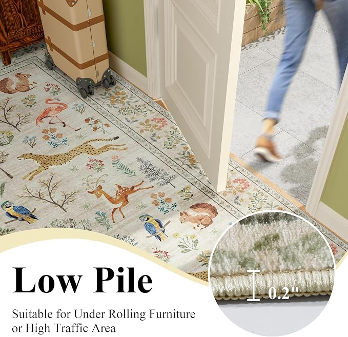 DUKINO 6x9 Area Rug, Washable Animal Living Room Rug Non Slip, Low Pile - Image 8