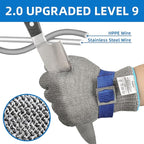 Schwer ANSI A9 Cut Resistant Glove, Food Grade Stainless Steel wire Mesh Metal Gloves, Knife Cutting Gloves for kitchen Mandoline Slicing Butcher Meat Cutting Oyster Shucking Fish Fillet（L, 1 PCS）