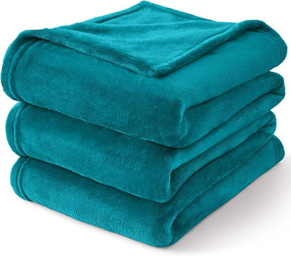 BEDELITE Fleece Blanket Soft Plush King Size Bed Blanket Teal Blue 108"x90" | - Image 8