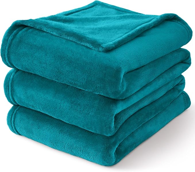BEDELITE Fleece Blanket Soft Plush Queen Size Bed Blanket Teal Blue 90"x90" | - Image 7