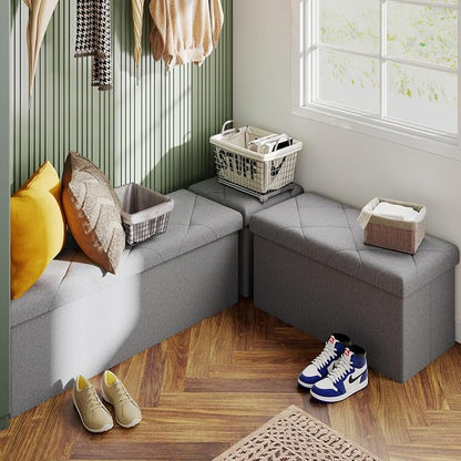 43W Folding Ottoman with Storage Bench, 30W Storage Ottoman Bench, 15W Inches - Image 3