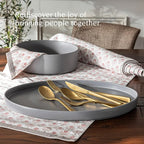 over&back Stackable Stoneware Serving Platter - Elegant 1-Piece Oval Serving Platter to Complete Your Kitchen Set - Perfect for Appetizers, Desserts, and More - 16" L x 11" W - Semi-Matte Charcoal
