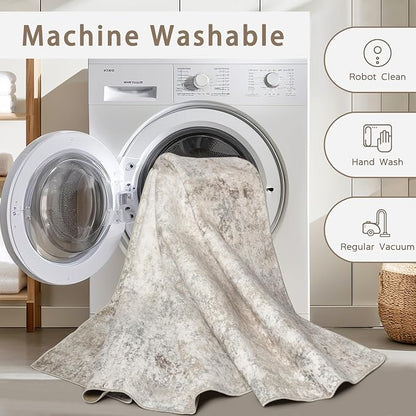 Beige Grey 10x14 Washable Area Rugs - Image 4