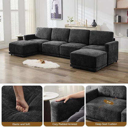 77.4" Chenille Modular Loveseat Oversized Upholstered 2 Seater Sectional Sofa - Image 4