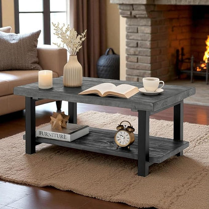 Pomona 42-Inch Rectangular Solid Wood Coffee Table by AlaterreFurniture