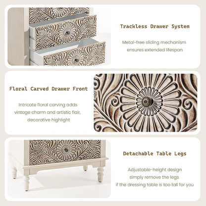 SUNBURY Nightstand w 3 Drawers, End Table Living Room Small Side Table - Image 4
