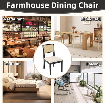 Westice Rattan Dining Chairs Set of 2, Farmhouse Natural Dining Room Chairs - Image 9