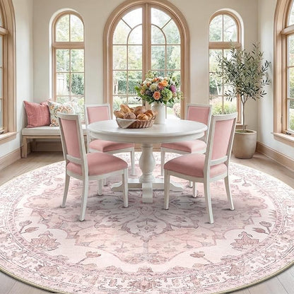 RELEANY Washable Area Rug, Round 10ft, Water Repellent, Pet Friendly, Vintage - Image 3