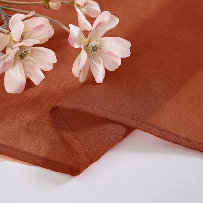 MIULEE Terracotta Sheer Curtains 24 inch Length Kitchen Window Curtains Over - Image 7