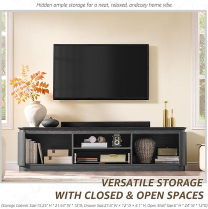 70" Fluted TV Stand for TVs Up to 80", Mid Century Modern Entertainment Center - Image 5
