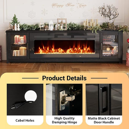 MXV 80" Fireplace TV Stand, Modern Entertainment Center - Image 5