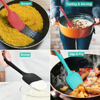 Silicone Spatula Set, Heat Resistant Rubber Spoon Spatula with Seamless One Piece Design, Non-Stick Spoonula, Flexible Scrapers Baking Mixing Tool,3 Pack, Multi-color