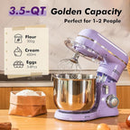 Kitchen in the Box Stand Mixer, 3.5 QT Small Electric Kitchen Mixer, 10-Speed Portable Lightweight Food Mixer with Stainless Steel Bowl, Egg Whisk, Dough Hook, Beater (Lavender Purple)