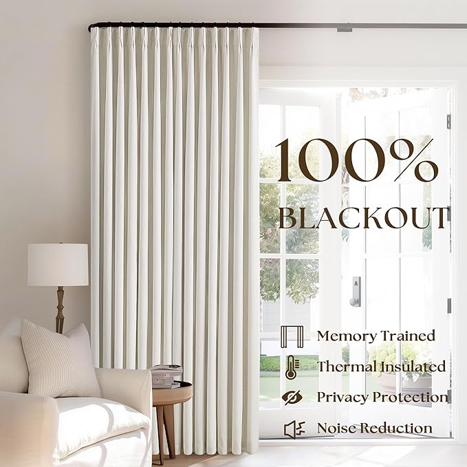 Pinch Pleated Linen Blackout 96 Inch Curtains - Image 3