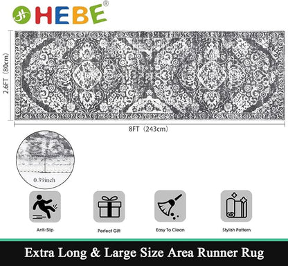 HEBE Hallway Runner Rug 2'8''x8', Washable Non Slip Kitchen Rug Runner | Soft - Image 2