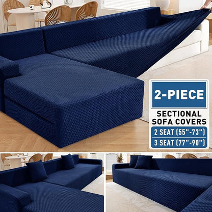 ZNSAYOTX Sectional Couch Covers, Stretch Jacquard Slipcovers - Image 2