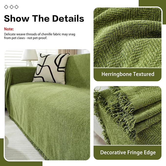 DREAMINGO Sofa Covers Washable Chenille Couch Cover Blanket Modern Style Living - Image 3
