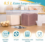 Vtopmart 8.5L 2 Pack Extra Large Flour Sugar Storage Containers for 20lbs flour, Airtight Kitchen Pantry Organization Canisters with Lids for Bulk food, Rice, Baking Supplies, BPA Free, Black