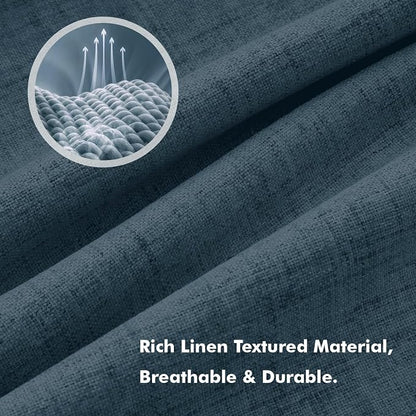 MIULEE 100% Blackout Linen Curtains 42 x 72 Inch Navy Blue 2 Panels | Thermal - Image 3