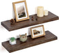 Floating Shelves for Wall Decor, Rustic Solid Elm Wood Live Edge Floating by FLYJOE