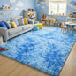 Tie-Dye Blue Rugs for Living Room Bedroom, Fluffy 5x8 Bedside Area Rug by ONASAR