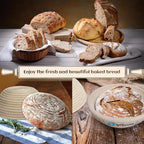 Banneton Bread Proofing Basket Set of 2, 9 Inch Round Sourdough Proofing Basket, Sourdough Starter Kit, Sourdough Bread Baking Supplies with Dough Scraper, Danish Dough Whisk, Bread Lame, Bowl Scraper