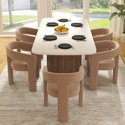 RIVOVA Modern Barrel Dining Chairs Set of 5, Velvet Upholstered Accent Side by RIVOVA