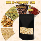 Resealable Smell Proof Bag, 50 Pcs Zip Lock Bags with Window, Reusable Snack Bags, Stand Up Pouches Heat Sealable, Food Storage Baggies for Cookies, Herbs, Tea, Coffee, Spice, Jerky