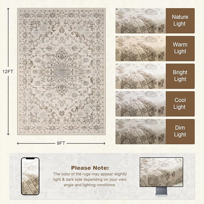 9x12 Area Rugs Living Room: Washable Rug - Image 2