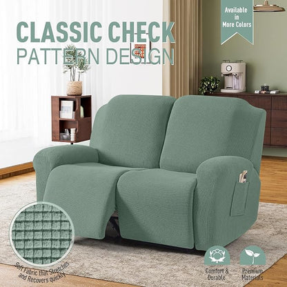 TAOCOCO Recliner Loveseat Slipcover, 6 Pieces Dual Recliner Sofa Covers - Image 2