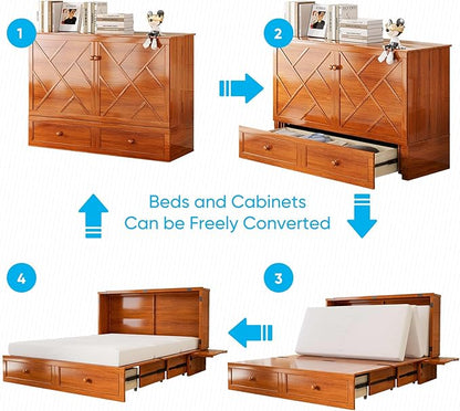 Mjkone Murphy Bed Queen, Cabinet Murphy Bed - Image 3
