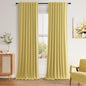 Yellow 100% Blackout Linen Curtains 96 Inch Length 2 Panels Set by Guken