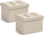 Ornavo Home Small Storage Ottoman, Foldable Collapsible Rectangle Linen Ottoman by OrnavoHome