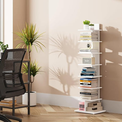 TUTOTAK Narrow Bookshelf, 8-Tier Bookcase, Spine Book Shelf - Image 7