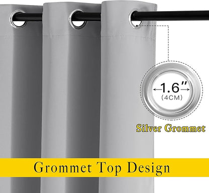 NICETOWN Silver Grey Blackout Curtains - Image 3