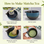 Matcha Whisk Set,includes Matcha Bowl,Matcha Whisk and Holder by Bamboo, Spout, Matcha Sifter Strainer Spoon Scoop Chasen Holder Towel- Perfect Japanese Matcha Set(8 Pcs Blue)