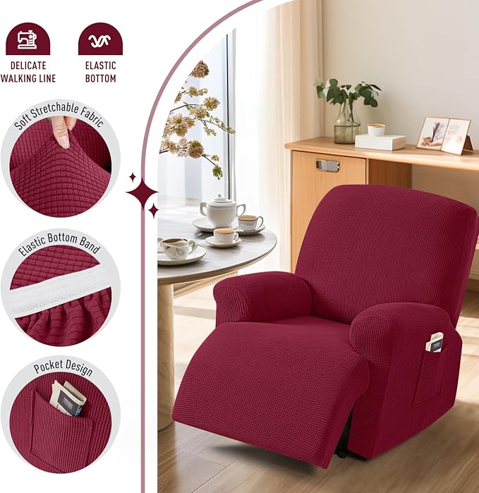 TAOCOCO Oversized Recliner Chair Covers, 1 Seater Streach Recliner Covers Soft - Image 3