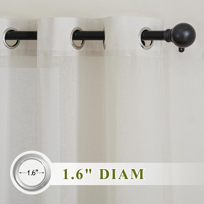 NICETOWN Flax Sheer Linen Curtains - Image 2