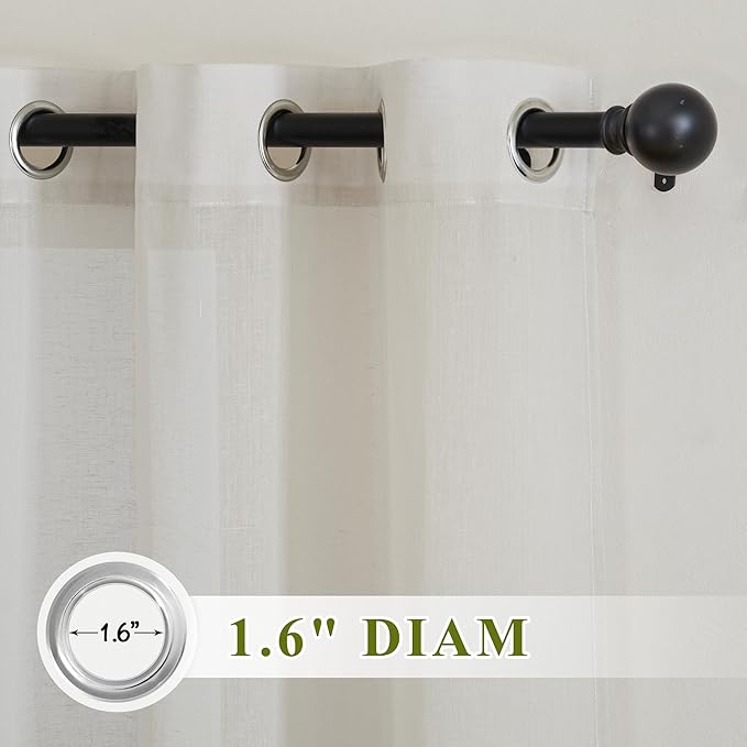 NICETOWN Semi Sheer Linen Curtains Extra Wide - Image 2