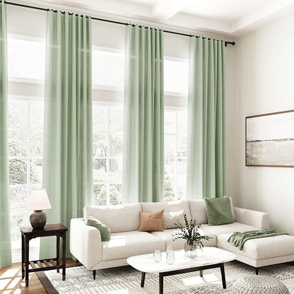 Mist Sage Linen Curtains 84 Inch Length 2 Panels Set - Image 7