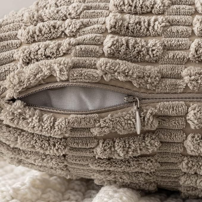 MIULEE Lumbar Corduroy Decorative Throw Pillow Covers 22x14 Light Brown | Pack - Image 6