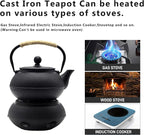 YJX Cast Iron Teapot Set with Cast Iron Warmer, Japanese Tetsubin Tea Kettle Set with Cups,Cast Iron Teapot with Stainless Steel Infuser and Enameled Interior(600ml Teapot Set Combination 1), Black