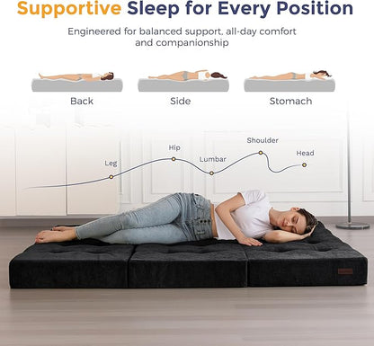 MAXYOYO 6" Folding Sofa Bed for Floor, Tufted Tri-Fold Floor Mattress - Image 9