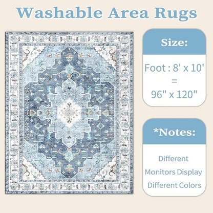 SERISSA 8x10 Washable Non Slip Boho Area Rug - Image 7