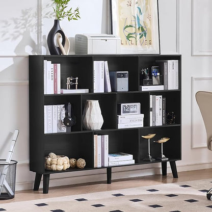 LEYAOYAO 10 Cube Bookshelf, 3 Tier Vintage 55" Wide Bookcase by LEYAOYAO-Findtheshiningpointofyourideallife%EF%BC%81