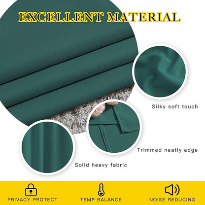 NICETOWN Blackout Hunter Green Curtains 84 inches Long, Grommet Room Darkening - Image 4
