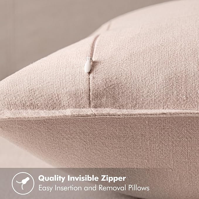 MIULEE Decorative Linen Euro Sham Pillow Covers 26x26 Light Pink | Boho - Image 3