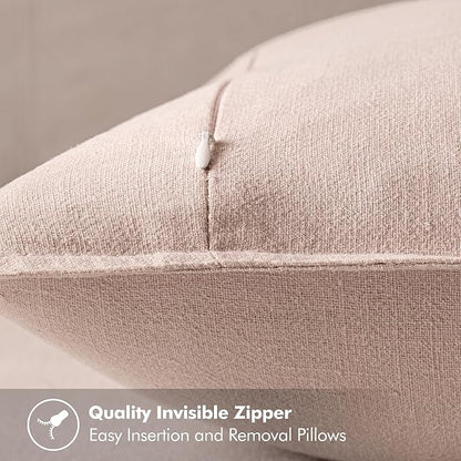 MIULEE Decorative Linen Pillow Covers 20x20 Inch Light Pink | Boho Farmhouse​ - Image 3