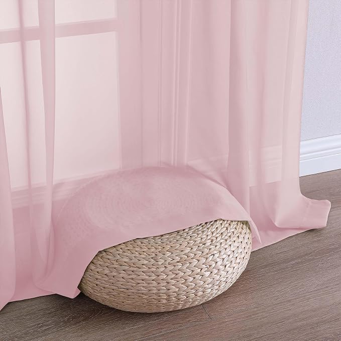Blush Sheer Curtains 120 Inches Long 2 Panels Set, Airy Lightweight Sheer Blush - Image 8